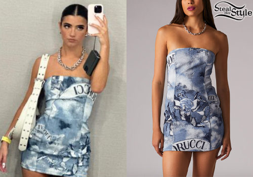 Blue Printed Mini Dress