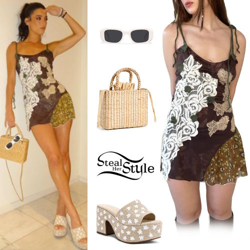 Brown Mini Dress, Beige Sandals