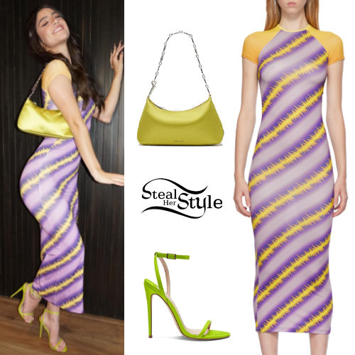 Printed Midi Dress, Lime Sandals