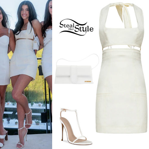 White Cut-Out Mini Dress with T-Strap Sandals