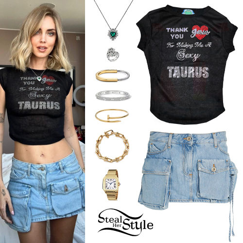 Graphic Tee, Denim Skirt