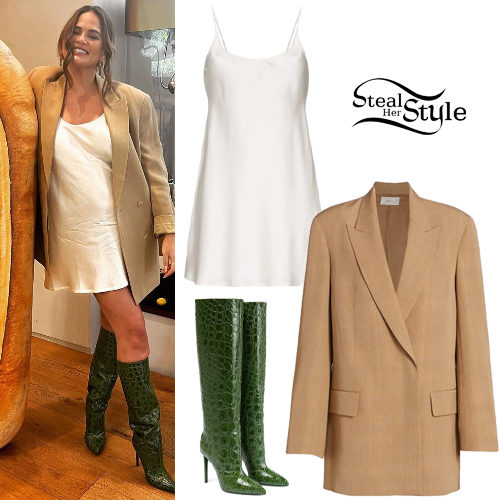 Beige Blazer, Slip Dress