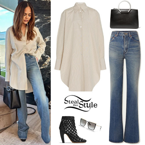 Striped Oversized Shirt and Flared Jeans