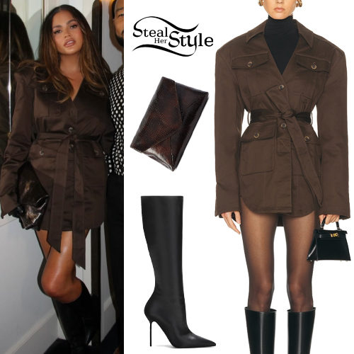 Brown Mini Dress, Black Boots