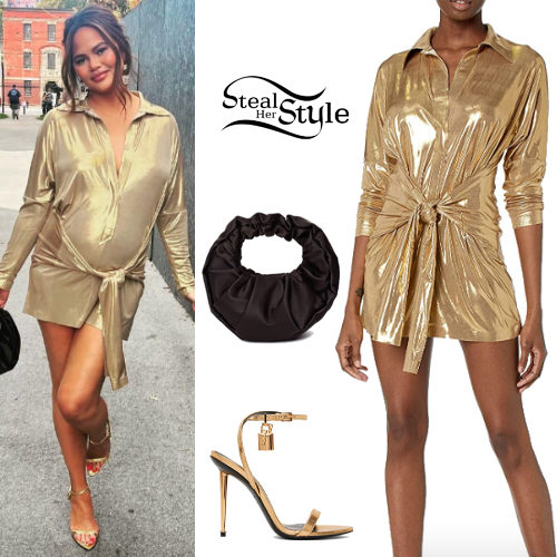 Gold Dress and Sandals