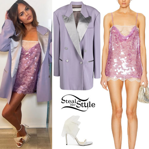 Lilac Blazer, Sequin Skirt