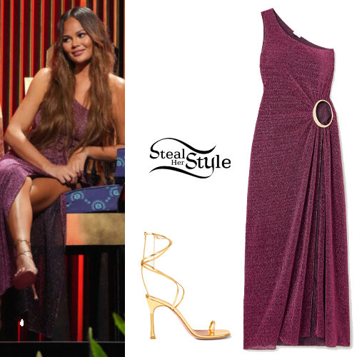 Purple Dress, Gold Sandals