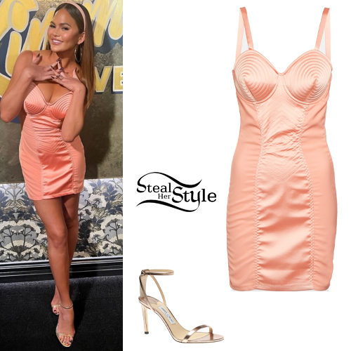 Salmon Dress, Gold Sandals