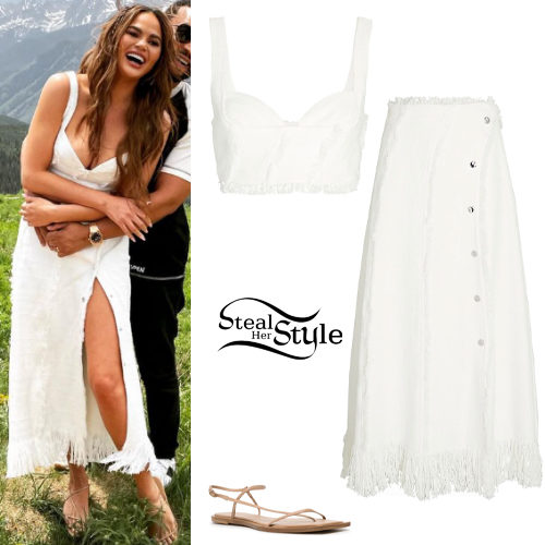 White Bralet and Skirt