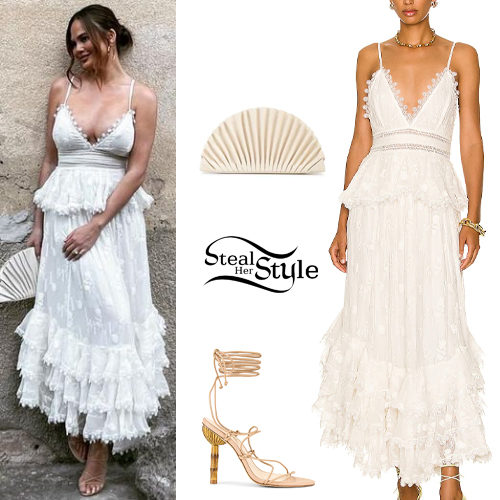 White Maxi Dress, Strappy Sandals