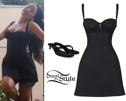 Black Mini Dress and Sandals