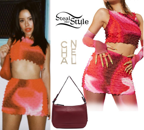 Red Crop Top and Skirt