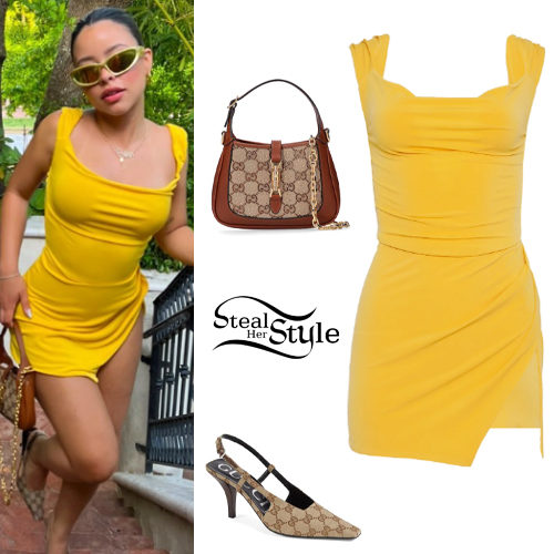 Yellow Dress, Printed Pumps