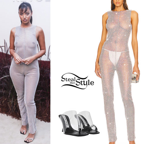 Crystal Jumpsuit, Clear Mules