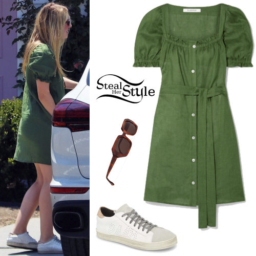 Green Dress, White Sneakers