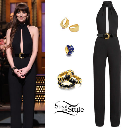 Black Jumpsuit, Gold Jewerly