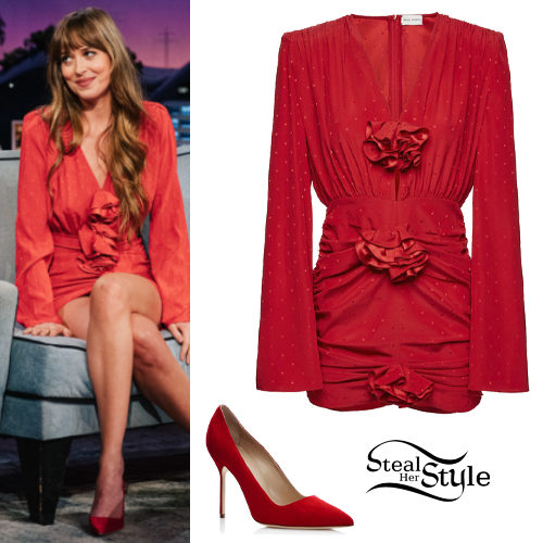 Magda Butrym Bell Sleeve Dress and Manolo Blahnik Pumps