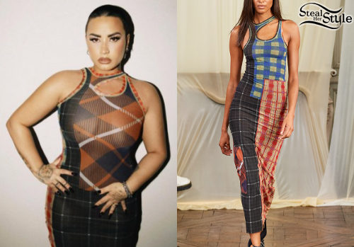 Asymmetric Plaid Dress