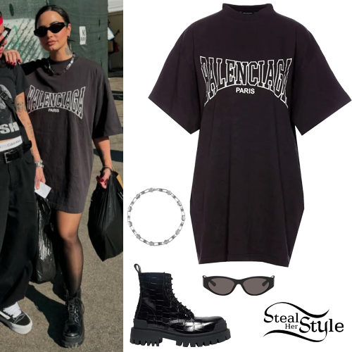 Balenciaga Logo T-Shirt and Combat Boots