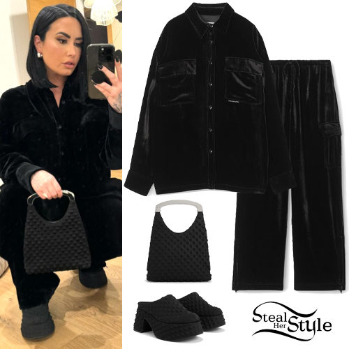 Black Velvet Shirt and Cargo Pants