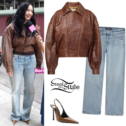 Brown Leather Jacket and Jeans