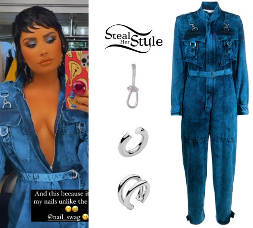 Denim Jumpsuit, Silver Jewelry