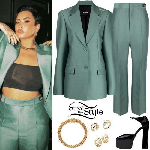 Green Suit, Black Platforms