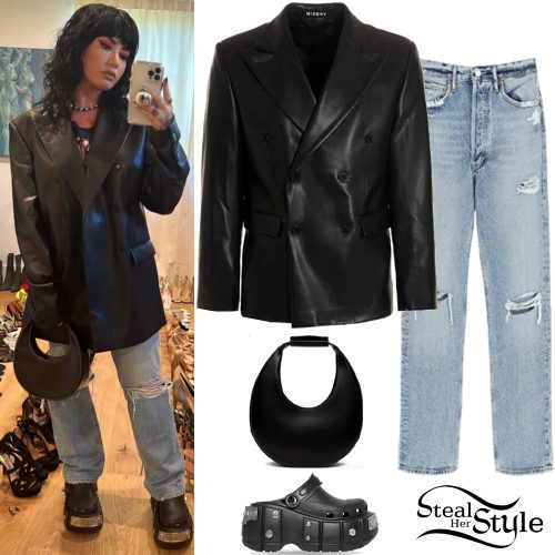 Leather Blazer, Ripped Jeans