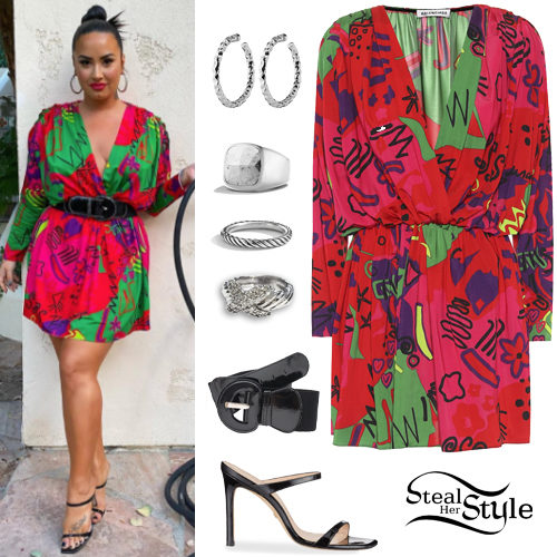 Printed Mini Dress, Black Sandals