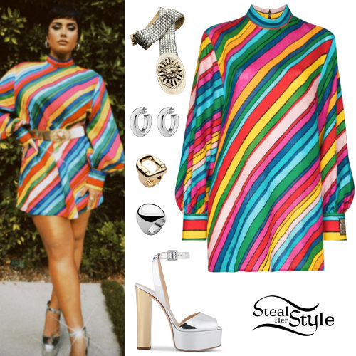 Striped Dress, Silver Shoes