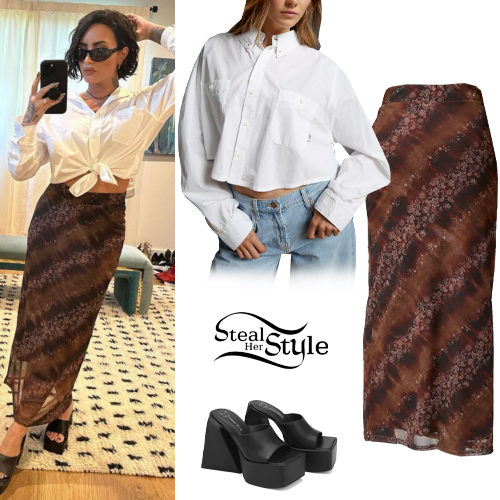 White Blouse, Printed Skirt