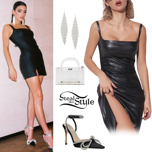 Black Leather Dress and Pumps