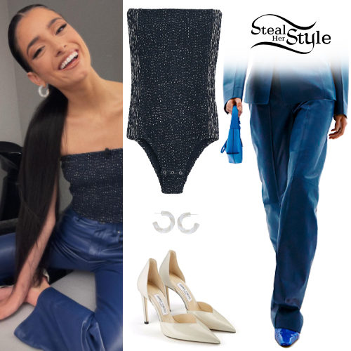 Polka-Dot Top, Blue Pants