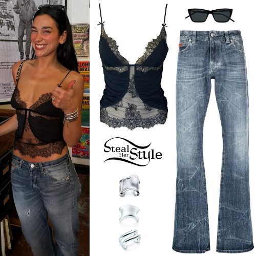 Black Lace Top and Jeans