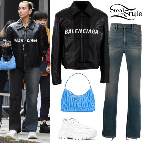 Black Leather Jacket, Straight Jeans