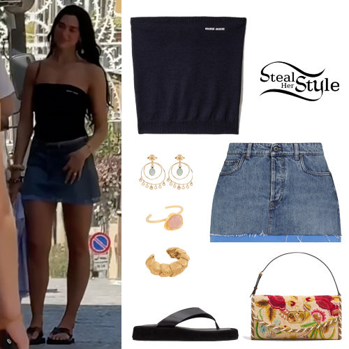 Black Top, Denim Skirt