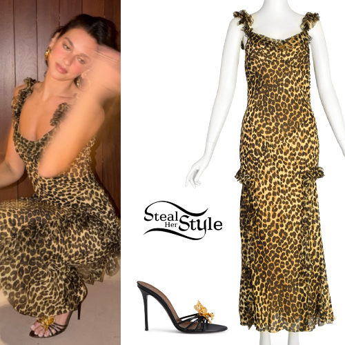 Leopard Dress, Black Sandals