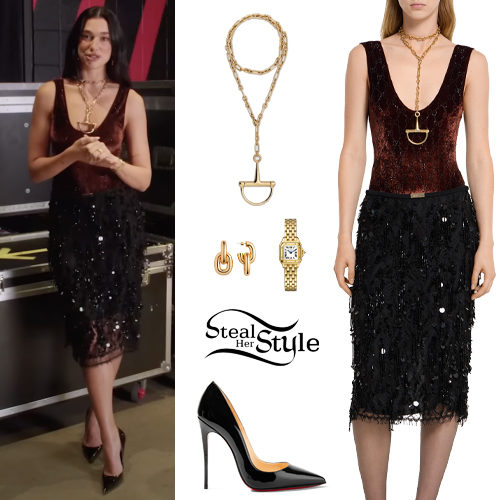 Velvet Bodysuit, Black Skirt