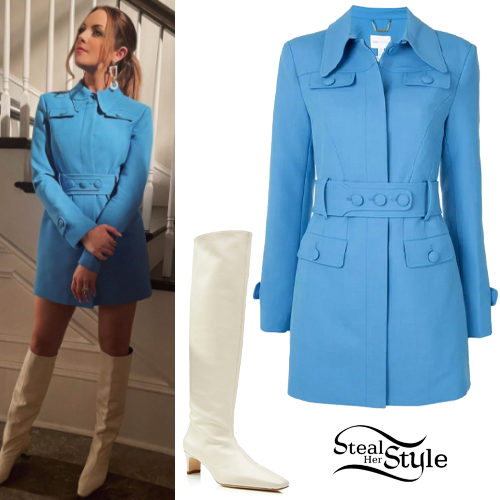 Blue Blazer Dress, White Boots