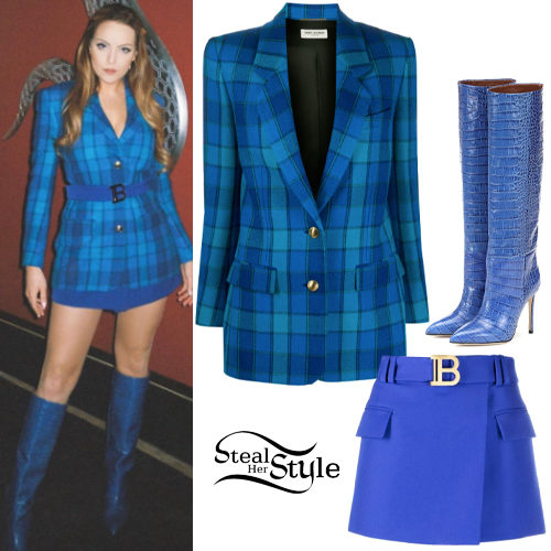 Blue Check Blazer and Skirt