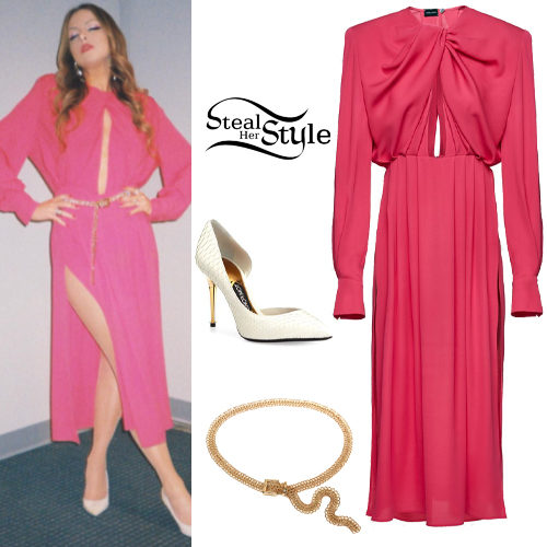 Pink Dress, White Pumps