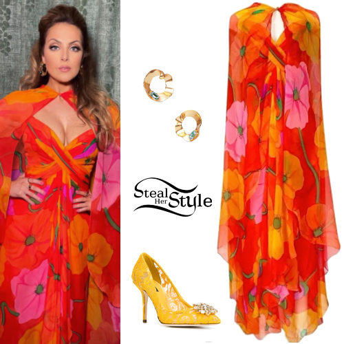 Printed Gown, Yellow Pumps