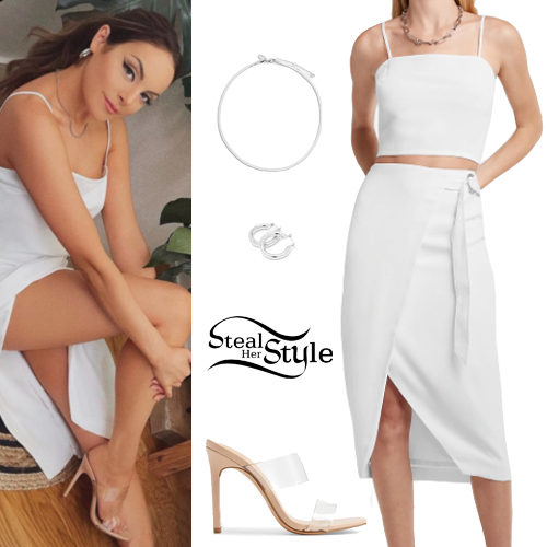 White Square Neck Crop Top and Side Tie Midi Skirt