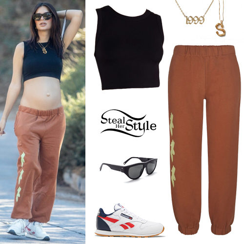 Black Crop Top, Brown Joggers