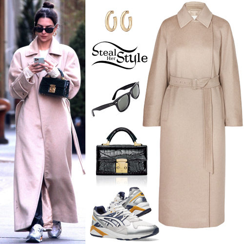 Camel Coat, Silver Sneakers