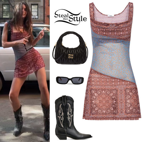 Printed Mini Dress, Western Boots