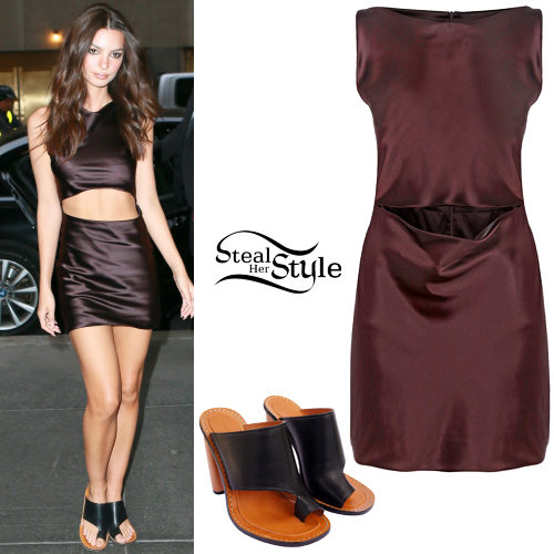 Satin Mini Dress, Black Sandals