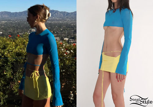 Blue Ultra Crop Top and Yellow Mini Skirt