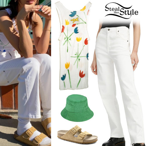 Floral Tank Top, White Jeans