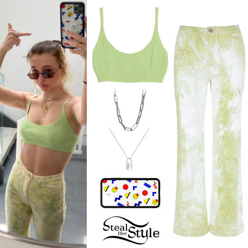 Green Knit Top, Tie-Dye Pants